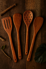 Pack of 4 Wooden Spoon Set – Non-Stick Safe Kitchen Tools