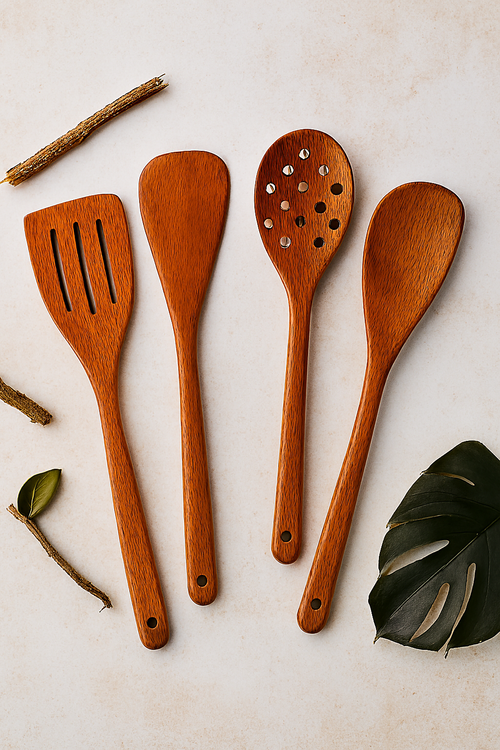 Pack of 4 Wooden Spoon Set – Non-Stick Safe Kitchen Tools